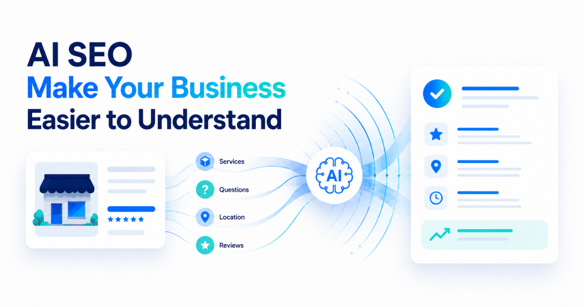 AI SEO helps make business services, questions, locations and reviews easier for AI systems to understand